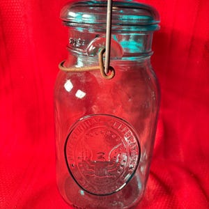Ball Mason Jar, aquablaues Glas, zweihundertjährige Feier, 1976, Einmachglas, 32-Unzen-Glas