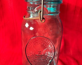 Aqua Blue Ball Mason Jar: 1976 Bicentennial Canning Jar