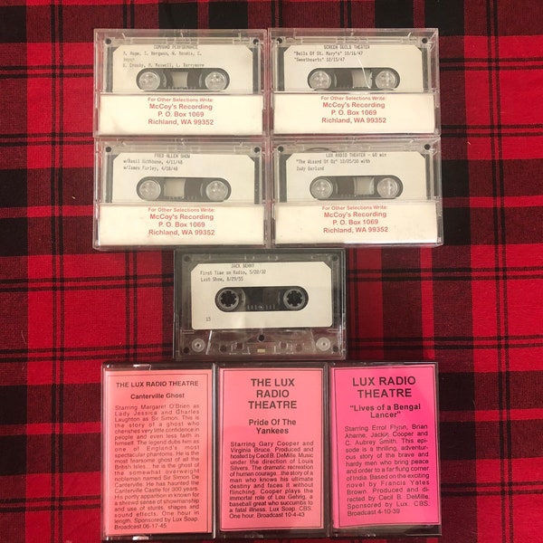 Cassette Tape Bundle, 8 Vintage Tapes, Lux Radio Theatre, The Wizard of Oz, Jack Benny, Pride of the Yankees, and more