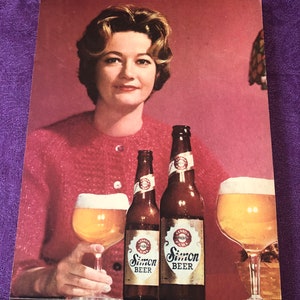 The William Simon Brewery Advertisement Cardboard Poster/Sign, 1950's, Simon Beer, Buffalo NY Brewery