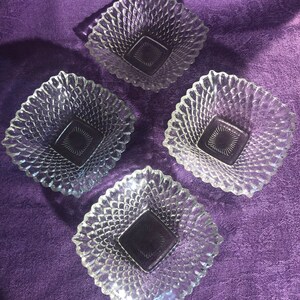 Indiana Glass Company, Diamond Point, Vintage Glass Dishes X 4 - Etsy