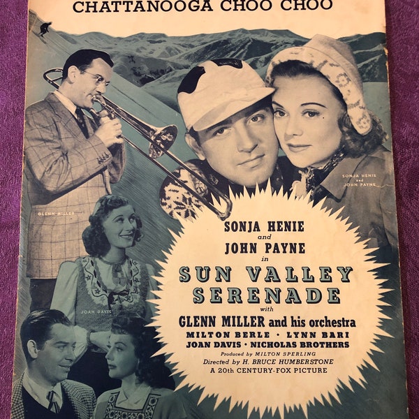 Sheet Music, Chattanooga Choo Choo Sheet Music, Sonja Henie and John Payne in Sun Valley Serenade, 1941