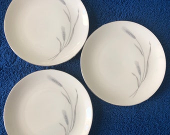 Bread Plates x 3, Johann Haviland, Bavaria Germany, MINT 1950’s, silver Wheat Pattern