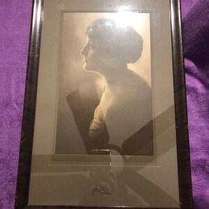 Antique Black and White Framed Photograph of Young Lady, Amo5, 517 Main Street, Buffalo, NY, 16 x 11 inches