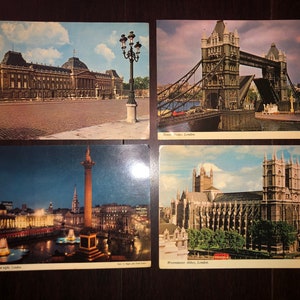 4 cartoline vintage mai utilizzate da Londra, Inghilterra