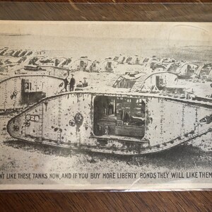 1918 Liberty Bonds Tank Postcard - United States Army, Unused