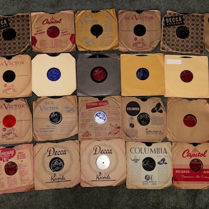 Shellac Record Lot, 10 Inch Records, 78 RPM, 28 Items, Record Bundle, 1940s, Perry Como, Doris Day, Buddy Clark, Bing Crosby, Frankie Carle