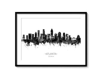 Georgia bulldog gifts Atlanta map art Atlanta realtor gift Atlanta skyline print state of Georgia housewarming gifts Atlanta art