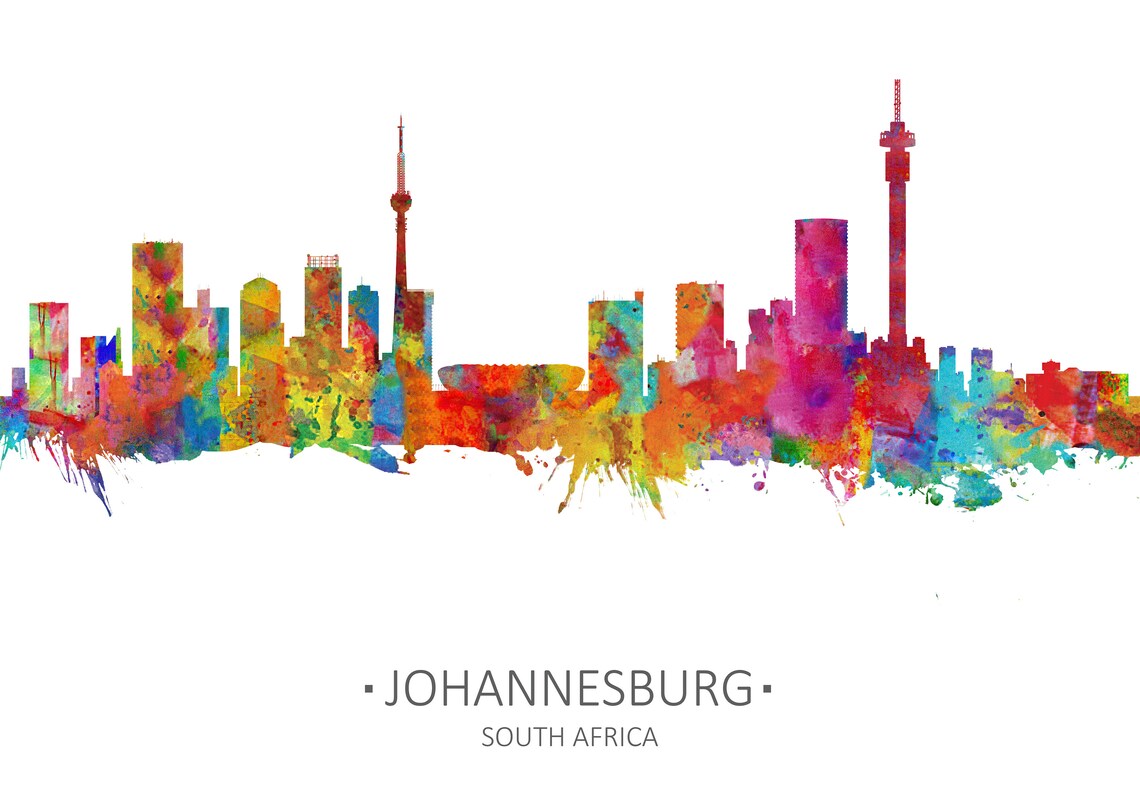 South Africa Skyline Johannesburg Poster Johannesburg Etsy UK