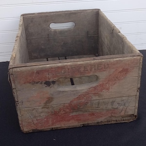 Crate/ Vintage crate/crate with handles/ crate with metal trim/ old wood crate/ wood crate/ Antique wood crate/crates