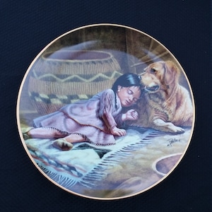 Indian and dog plate wall hanging
