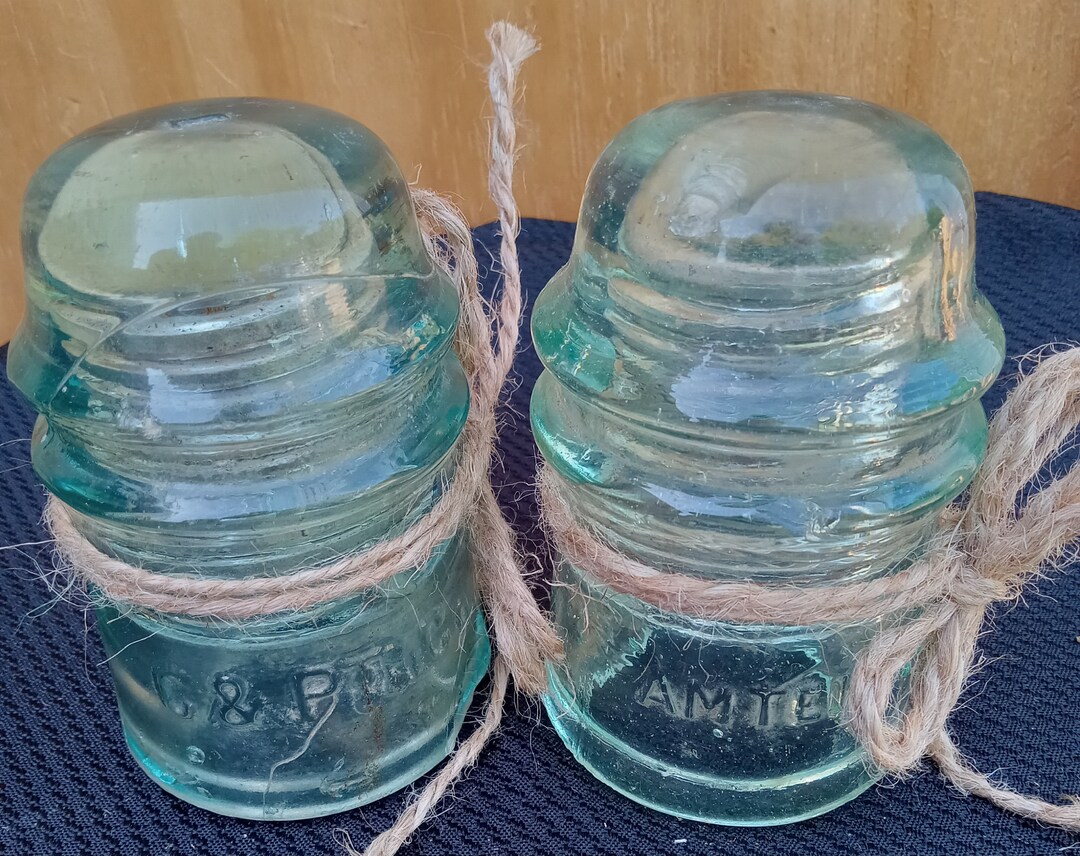 Antique Glass Insulators/ Glass Insulators/ 2 Vintage Glass Insulators
