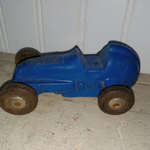 Vintage blue car/ blue racecar/ blue car/ Vintage car/ Antique blue car/ toy car/Vintage toy car