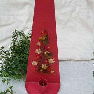 Antique tin candle holder/red candle holder/Vintage tin candle holder