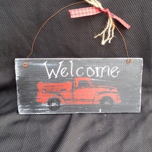 Red truck wall hanging/Country decor/Red  truck decor