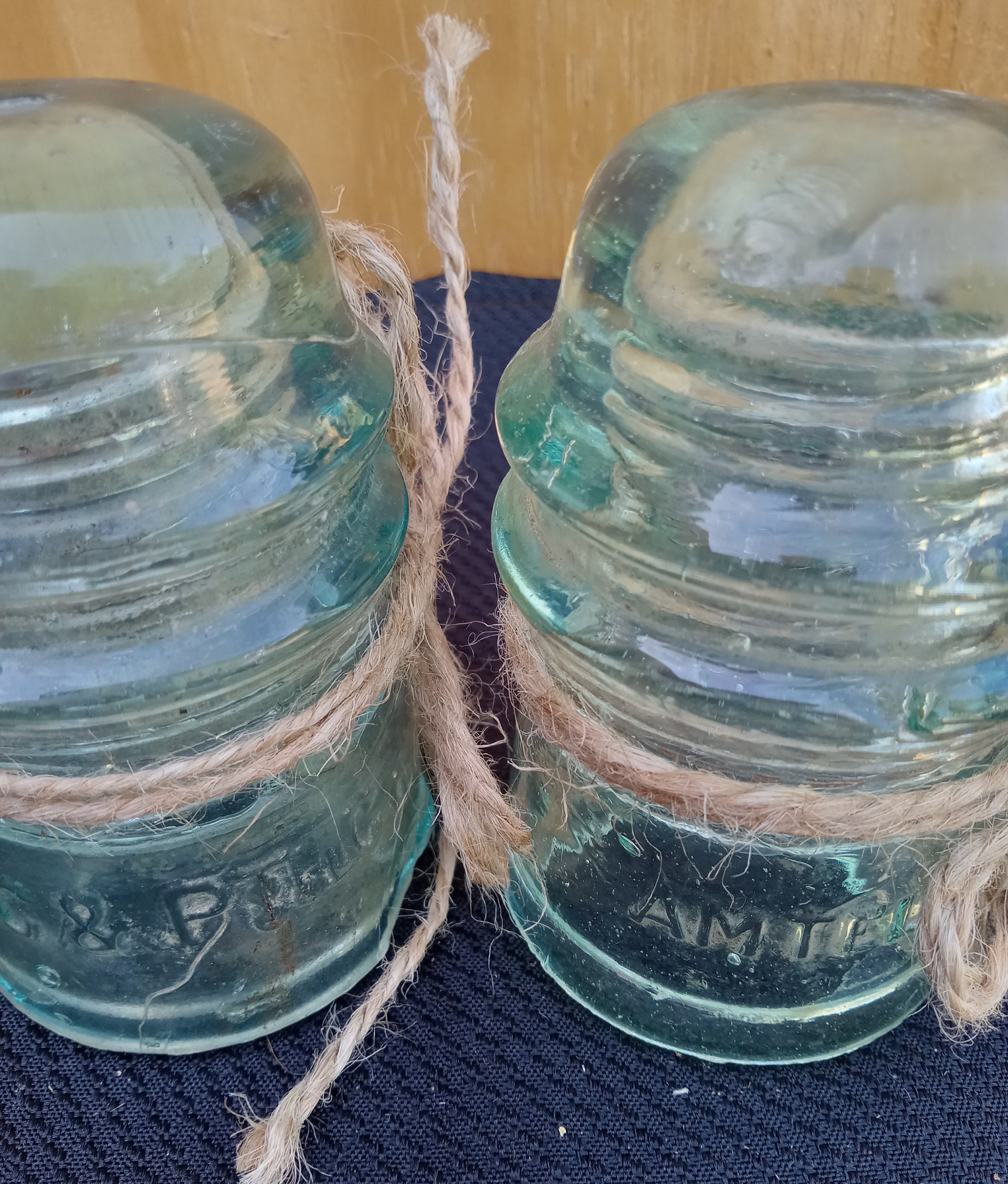 Antique Glass Insulators/ Glass Insulators/ 2 Vintage Glass Insulators