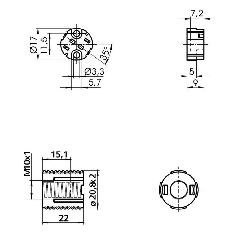 Lampenfassung für G4/GU4/GZ4/GX5.3/GY6.35 Fassung Niedervolt M10x1 Gewinde 20,8 Bild 10