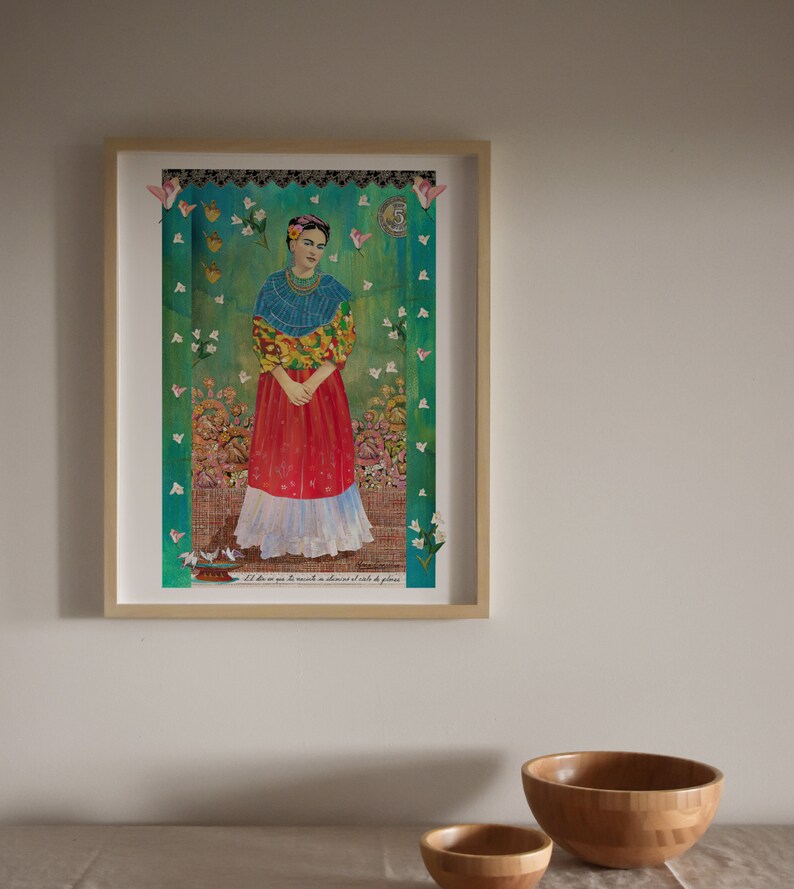 feminist art print bohemian large wall decor Frida Frida Kahlo boho decor