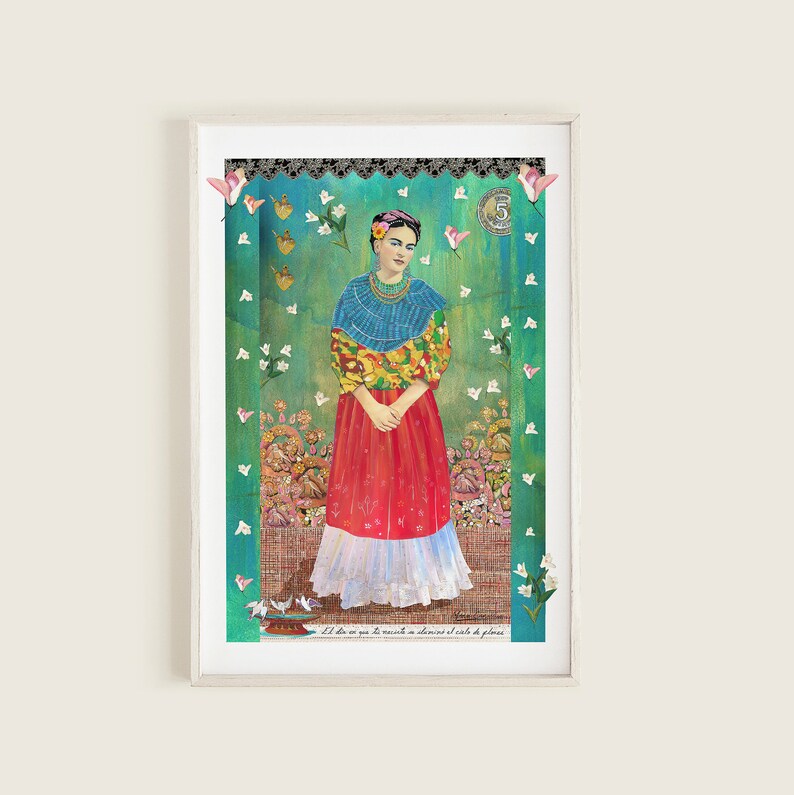 feminist art print bohemian large wall decor Frida Frida Kahlo boho decor