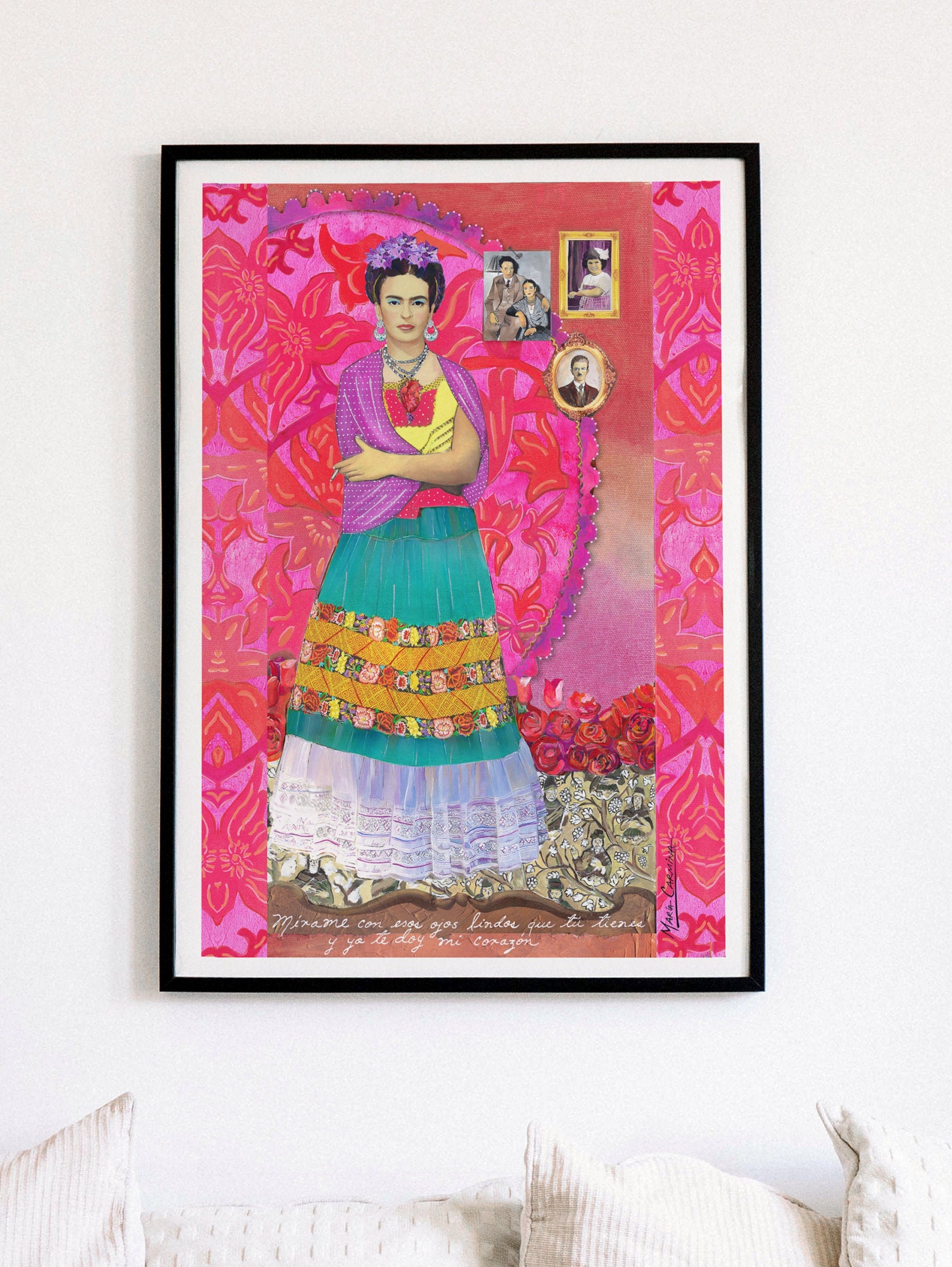 feminist art print bohemian large wall decor Frida Frida Kahlo boho decor