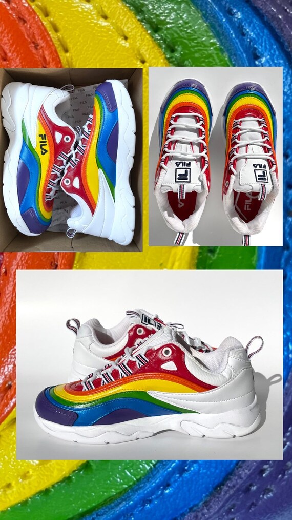 Zapatos de fila ray arco iris pintados a mano ...