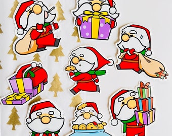 Christmas Sticker Pack, Santa sticker, Santa, Christmas presents, die-cut sticker, holiday, Christmas gifts, cookie jar, winter stickers