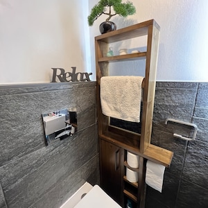 Rustic Wood Toilet Roll Paper Holder And Towel holder