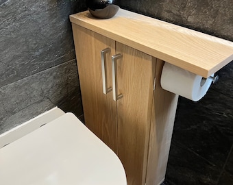 Eiken Rustiek Houten Toiletrolhouder Unit Toiletborstelhouder