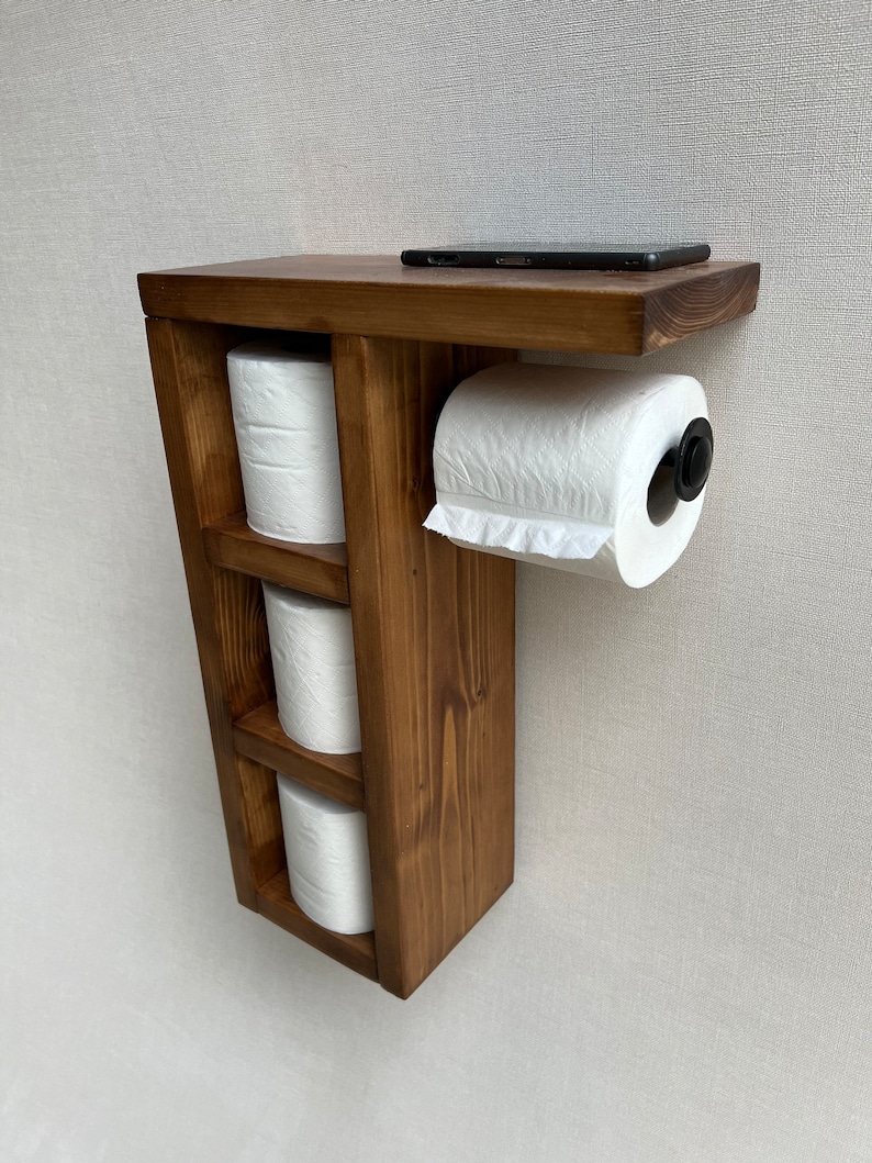 Rustic Wood Toilet Roll Paper Holder Etsy UK