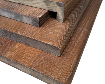 Alféizar de ventana de roble macizo teñido inglés, 20-22 mm de grosor, varios tamaños y bordes.