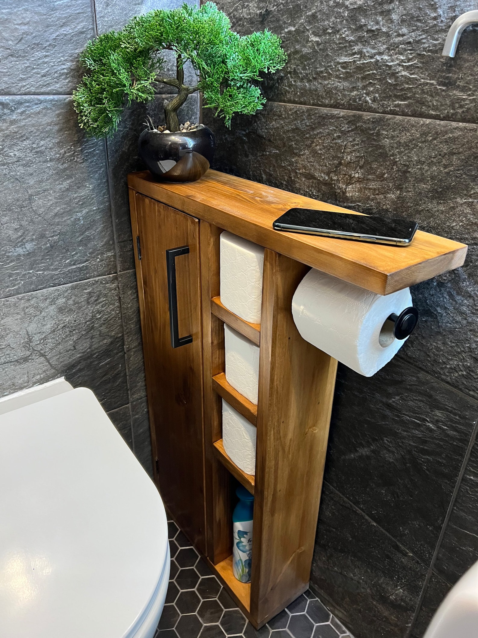 Rustic Wood Toilet Roll Paper Holder Etsy UK