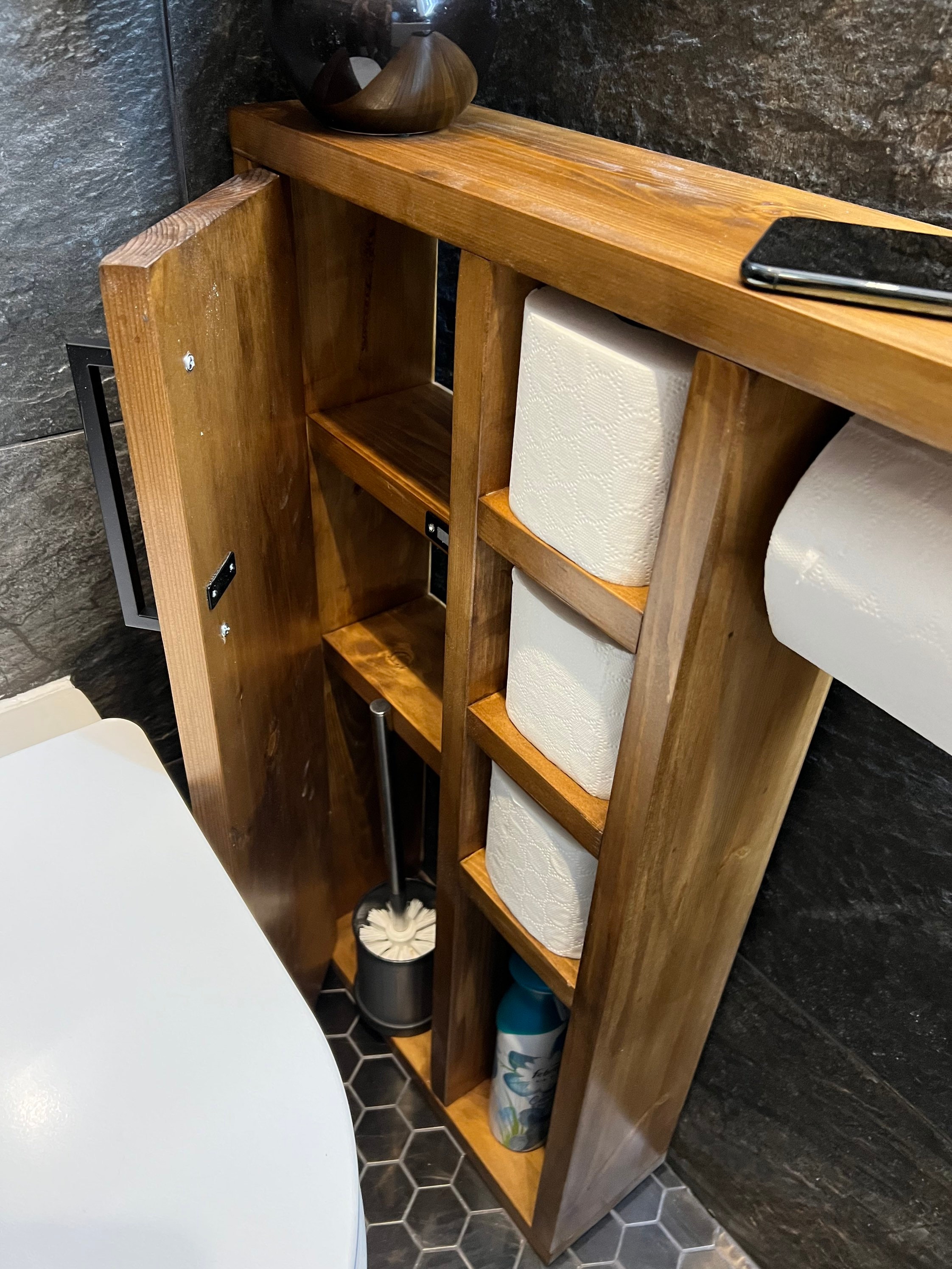 Portarrollos de papel higiénico de madera montado en la pared Vintage  nórdico, portarrollos de papel higiénico para baño Vhermosa ZSY-0082