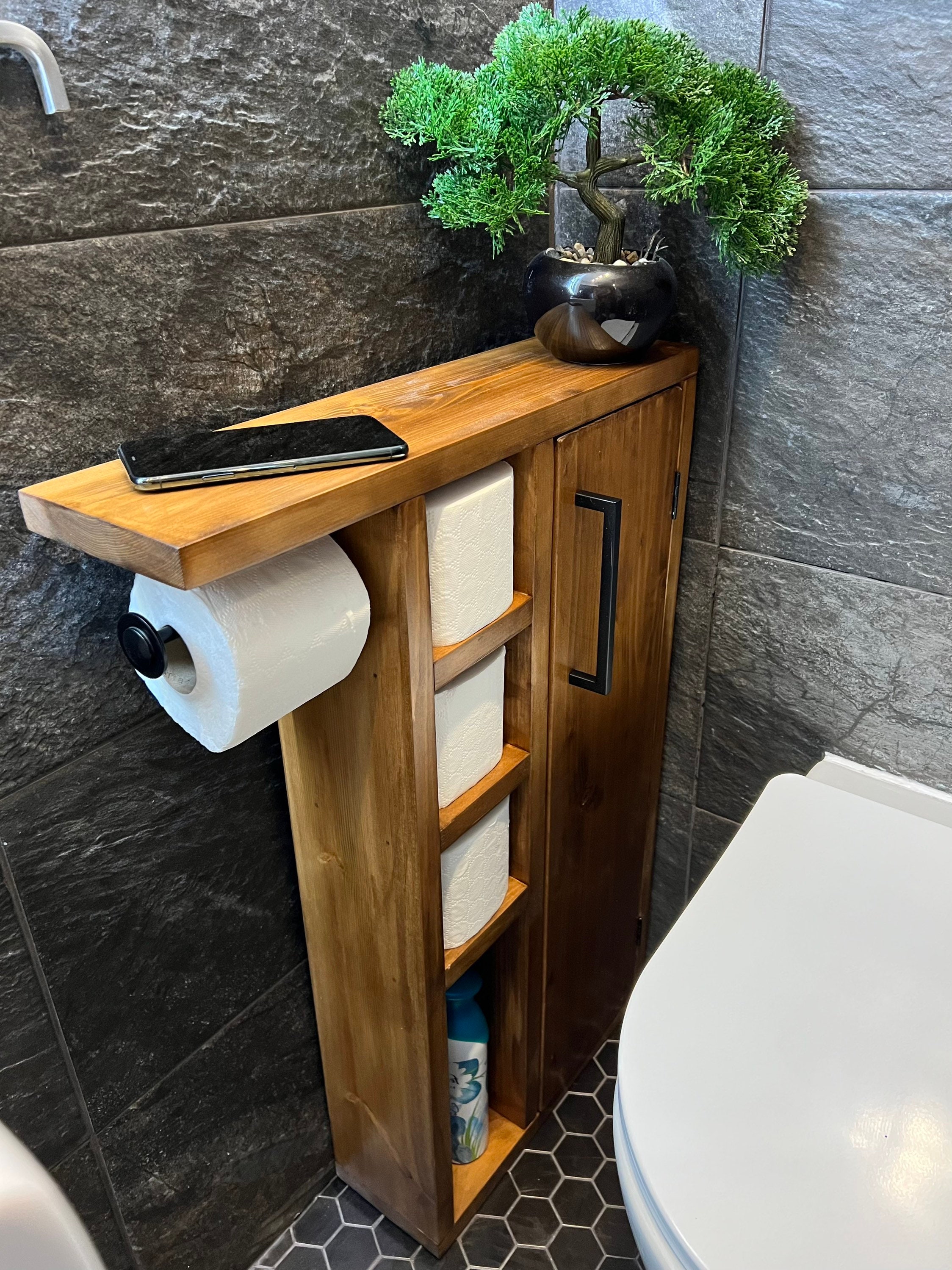 Toilet Paper Stand With Shelf, Floor Stand TP, Multiply 3 Roll Holder,  Rustic, Pipe Toilet Paper Holder, Industrial Stand, Wood Stand, Gift -   Israel