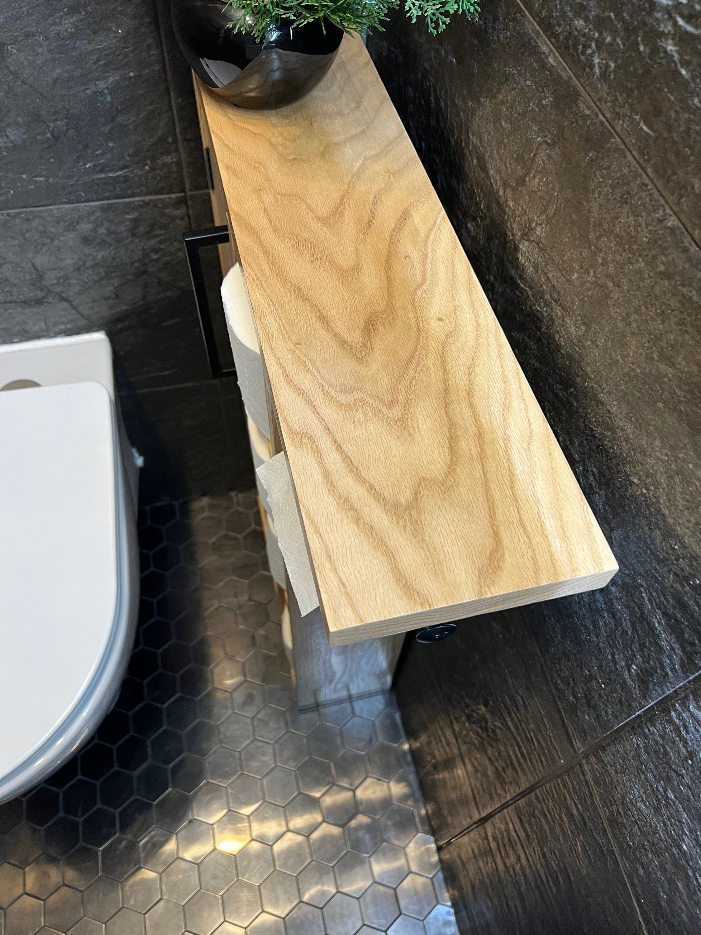 LDR Rustic Oak Toilet Paper Holder - Classic Bathroom Hardware With Mounting Kit