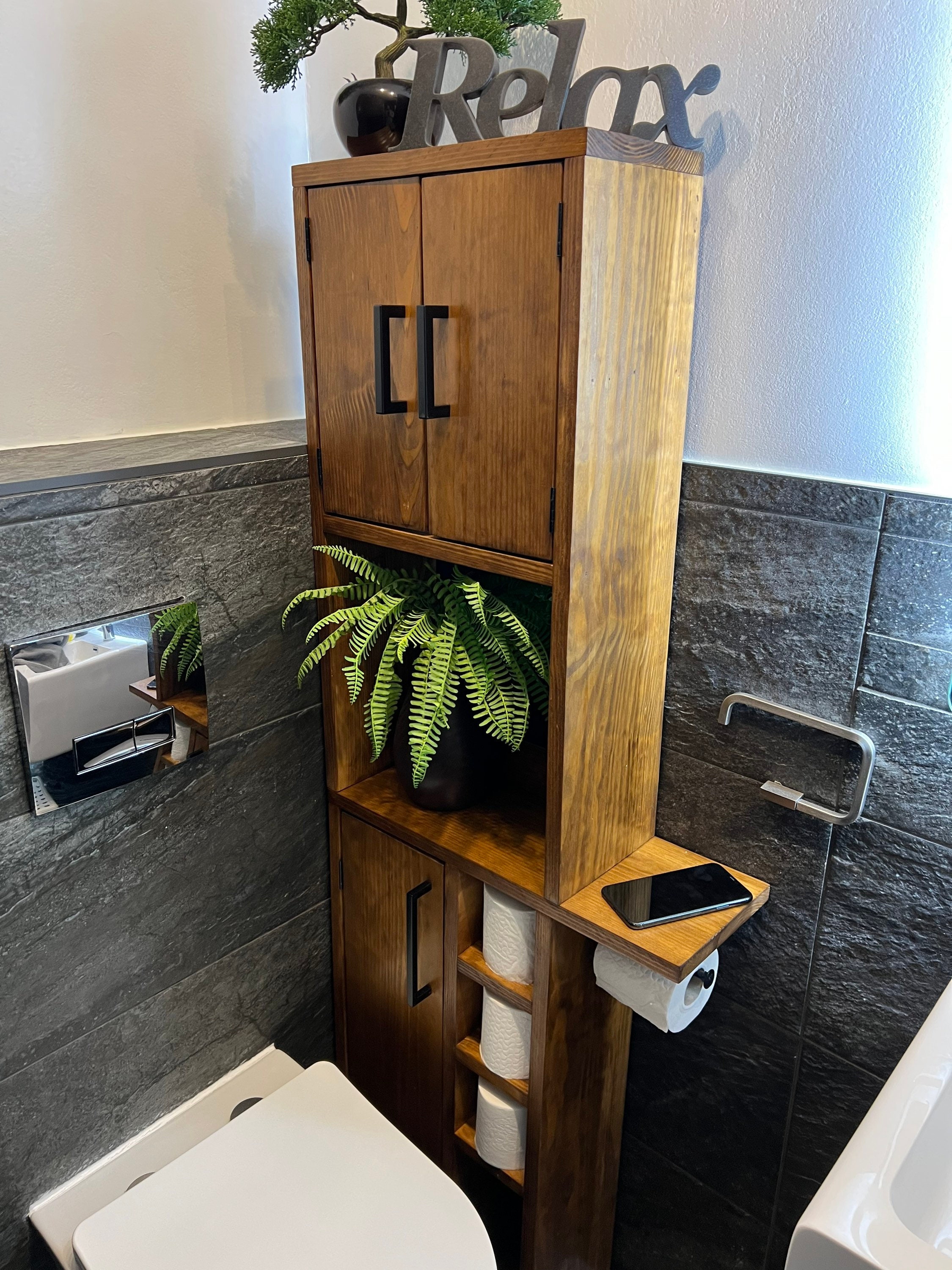 Wood Bathroom Toilet Paper Holder Table — Penn Rustics