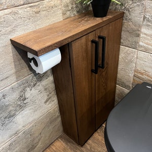 Porta rotolo di carta igienica in legno rustico di quercia inglese Porta scopino per WC