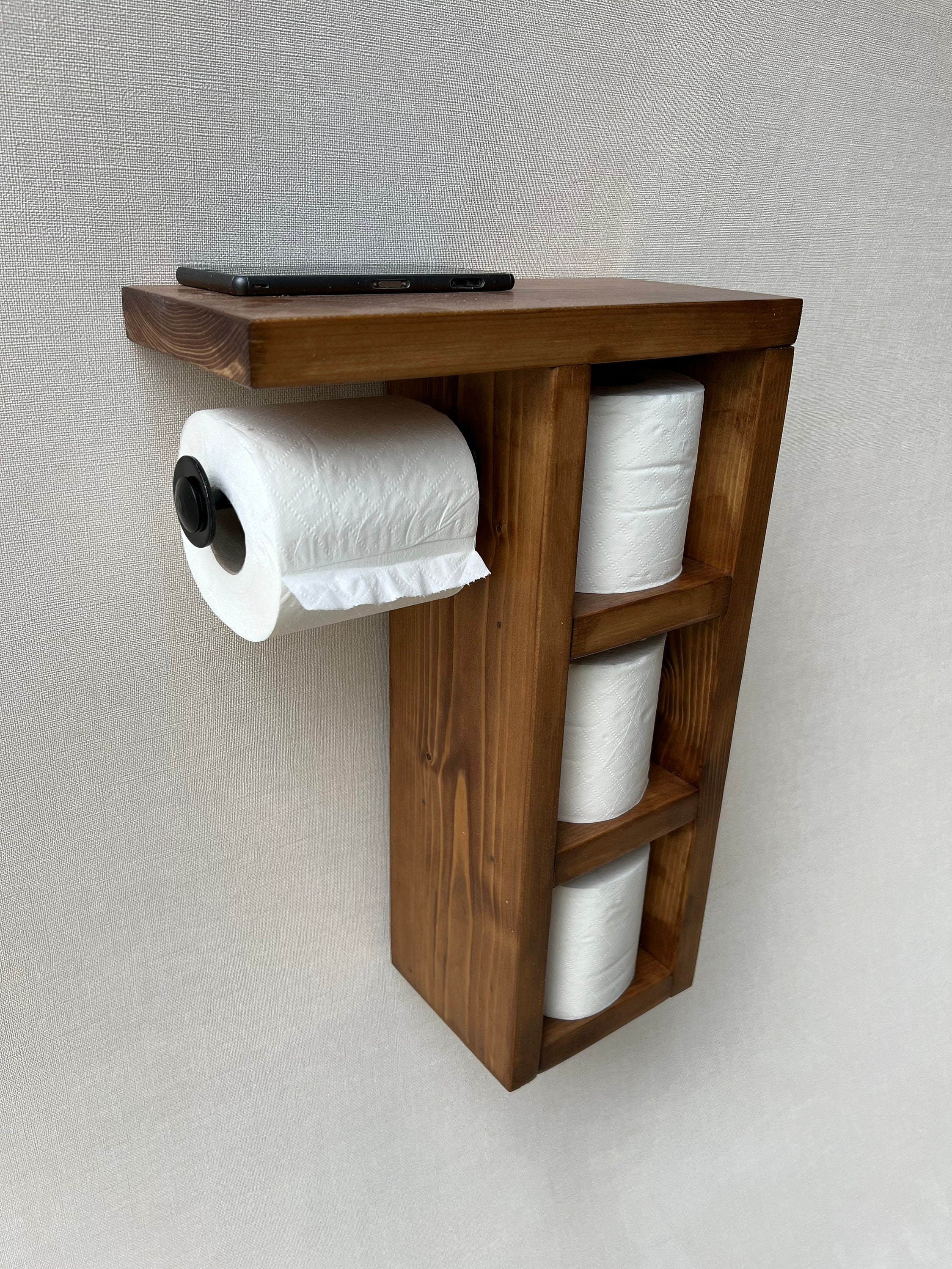 Rustic Wood Toilet Roll Paper Holder Etsy UK