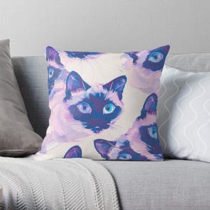Cojín con diseño de gato colorido, acogedor, ideal para amantes de los gatos, bonito detalle para el hogar, regalo para dueños de gatos, cojín decorativo para amantes de las mascotas.