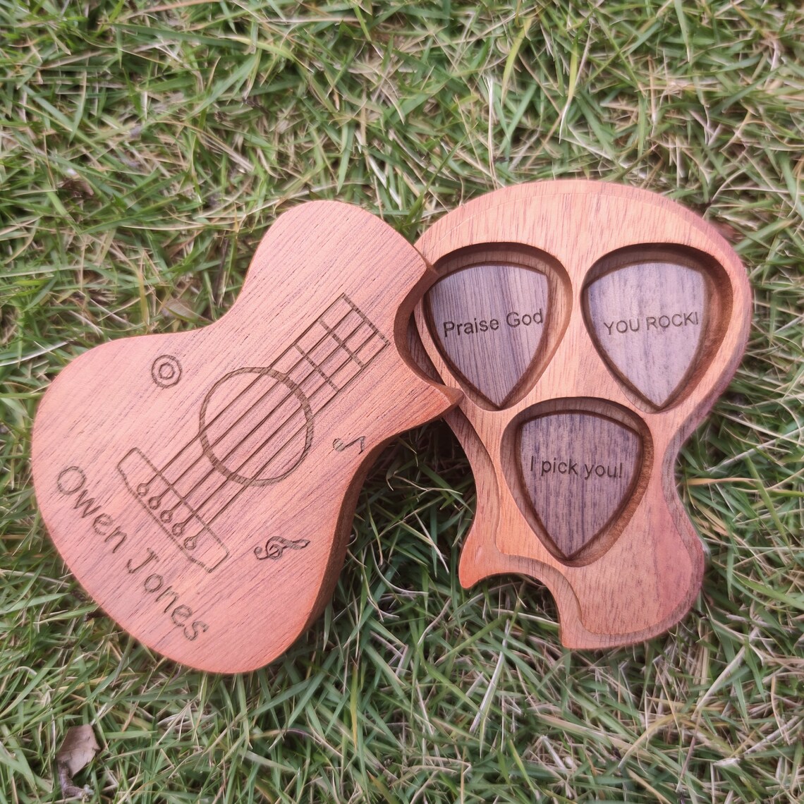 Engraved Guitar Pick Box Guitar Shaped Guitar Pick Box Etsy