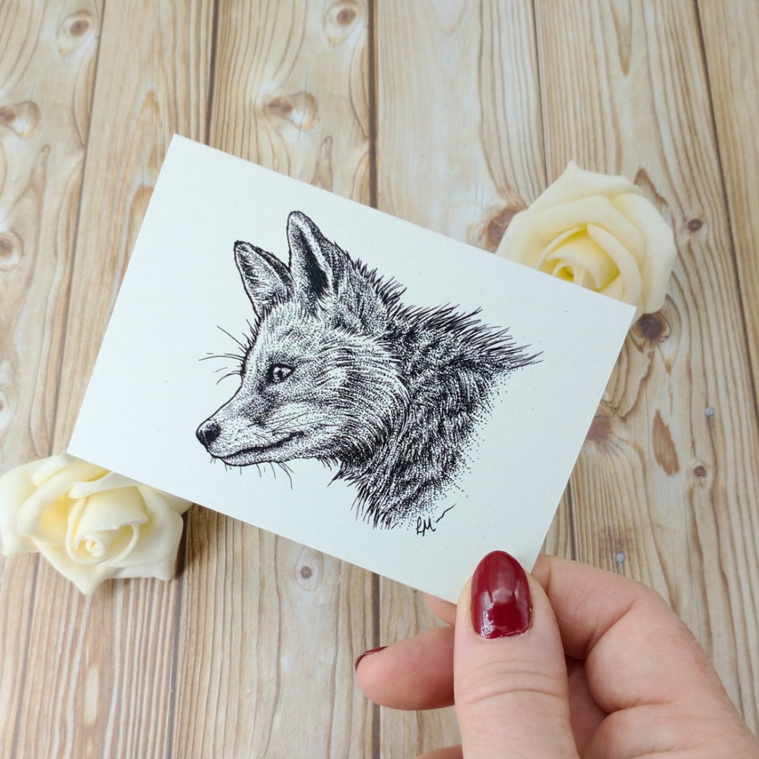 Fox Greeting Card | Wildlife Illustration A7 Notecard | Single Blank ...