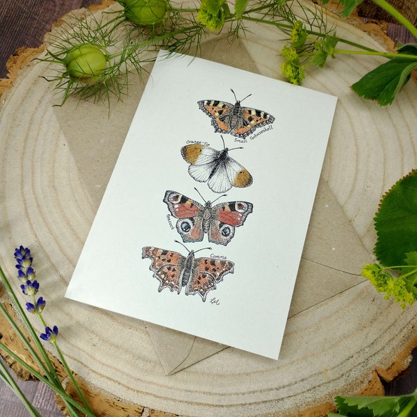 Greeting Card - Garden Butterflies Illustration by Laura Martin