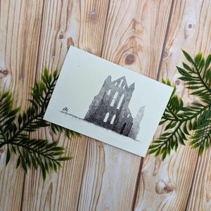 de voeux d'abbaye de Whitby | pour notes A7 Illustration gothique | Une seule carte vierge recyclée