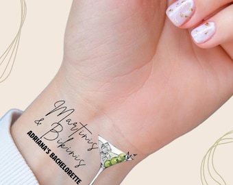 Martinis & Bikinis Bachelorette Theme Temporary Tattoos, Bachelor or Bachelorette Party Favors, Funny Gift