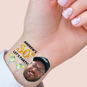 Let&#39;s Party Tattoos! Birthday Party Favors Temporary Tattoos, 30th, 40th, 50th, 60th, Birthdays Funny Gift Personalized, Customized Gifts