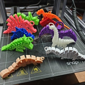 NEW!!!! 3D Printed Flexi Fidget Dinosaur Keyrings/Bag Clips (10 Designs To Choose From)