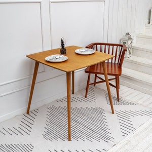 Square Narrow Oak Dining Table Rustic Dine Table Small Space Saving Breakfast Wood Table Home Kitchen 2 3 4 Person Dining Table Furniture Etsy UK
