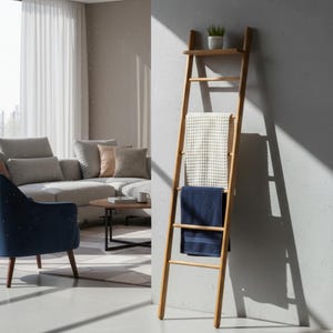 6-Fuß-Holz-Quiltleiter: Decken- & Handtuchhalter