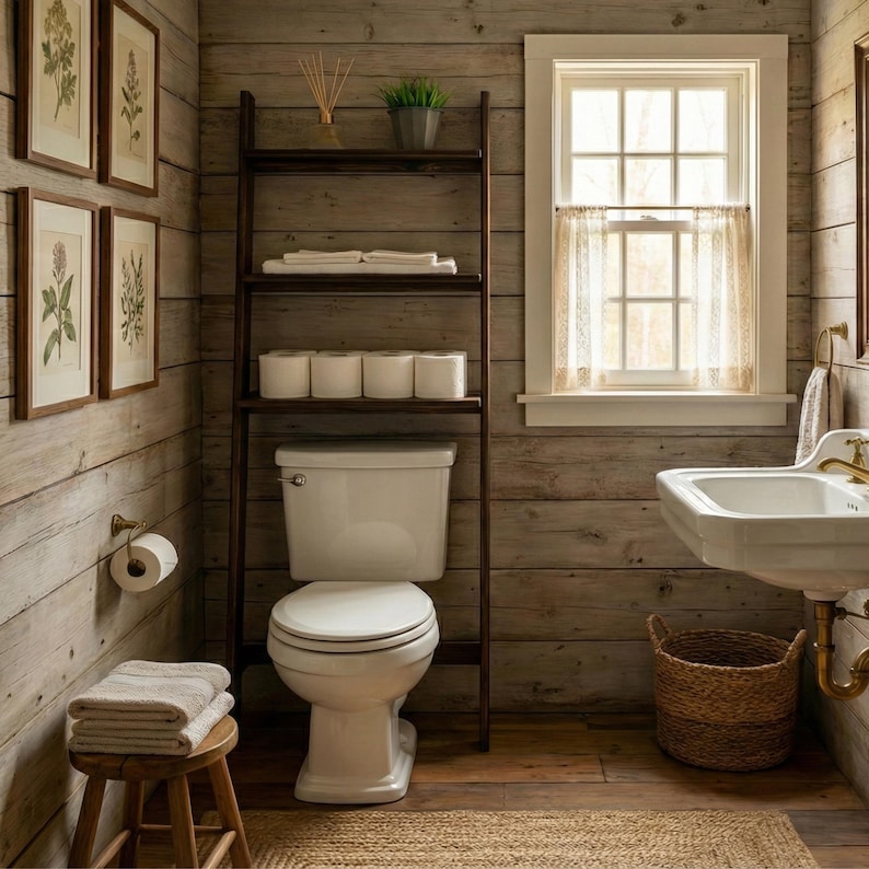 🚽 Over the Toilet Ladder Shelf – Small Space Bathroom Storage Organizer

Make the most of your bathroom with this stylish over toilet shelf, designed specifically for small space storage. This elegant toilet ladder shelf leans securely above your WC, offering vertical bathroom storage without drilling or wall damage — perfect for apartments and modern homes.