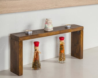 Walnut Wood Over The Sink Shelf: Kitchen Spice Rack Organizer