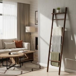 Farmhouse Wood Blanket Ladder: Towel Rack, Plant Stand image 20